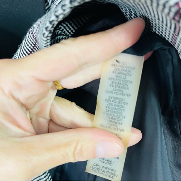 Calvin Klein black white purple plaid houndstooth preppy office blazer 8 - Picture 6 of 7